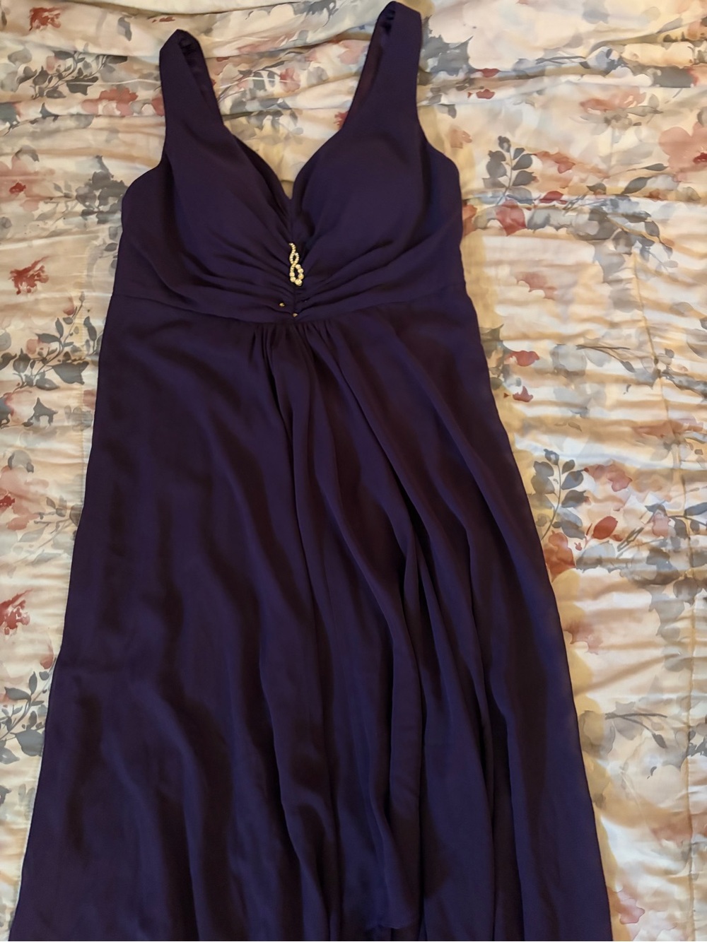 Ever Pretty Deep Purple V-Neck Sleeveless Prom Gown